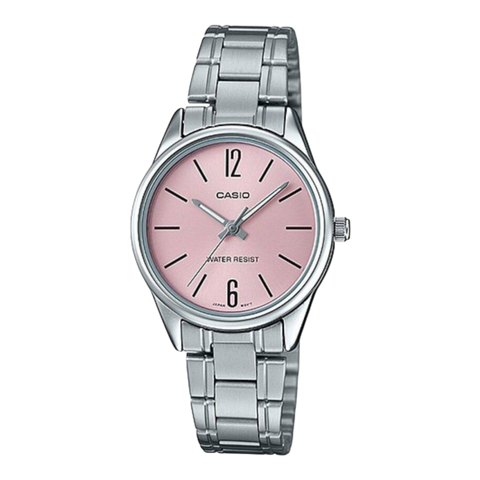Жіночий годинник CASIO LTP-V005D-4B сріблясті з рожевим циферблатом LTP-V005D-4B фото