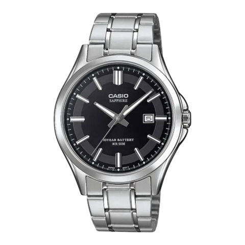 Чоловічий годинник CASIO MTS-100D-1AVDF сріблястий сапфірове скло з батареєю 10 років WR 50 MTS-100D-1AVDF фото