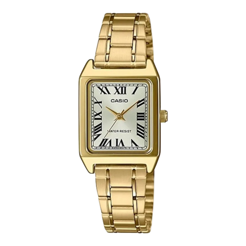 Жіночий годинник CASIO LTP-V007G-9BUDF прямокутний золотистого кольору LTP-V007G-9BUDF фото