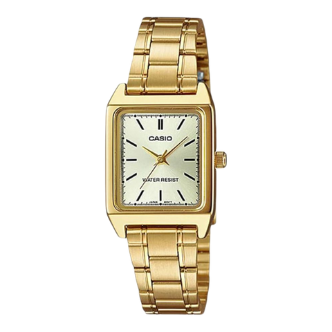 Жіночий годинник CASIO LTP-V007G-9E прямокутний золотистого кольору LTP-V007G-9E фото