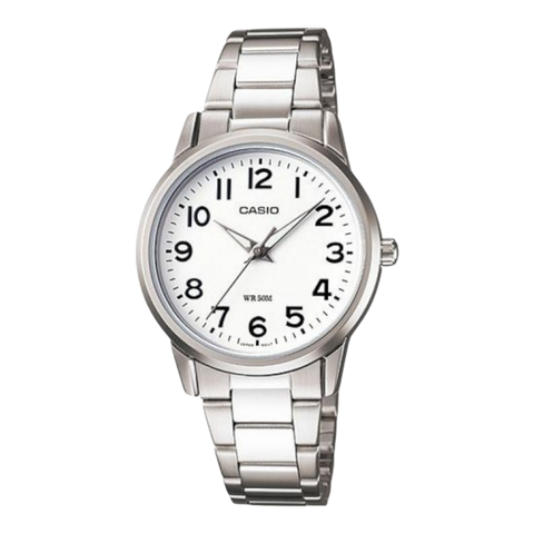 Жіночий годинник CASIO LTP-1303D-7BVEF сріблясті з cріблястим циферблатом та цифрами LTP-1303D-7BVEF фото