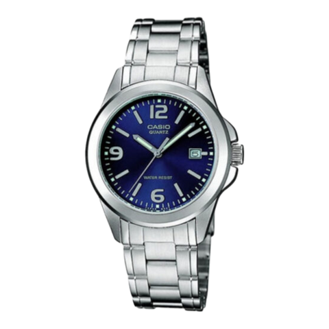 Жіночий годинник CASIO LTP-1215A-2A круглі з синім циферблатом та цифрами LTP-1215A-2A фото