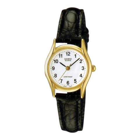 Жіночий годинник CASIO LTP-1094Q-7B1 золотисті з цифрами на шкіряному ремінці LTP-1094Q-7B1 фото