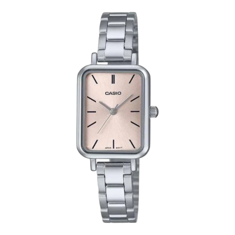 Жіночий годинник CASIO LTP-V009D-4E прямокутний з рожевим циферблатом LTP-V009D-4E фото