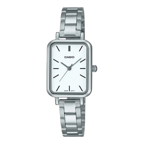 Жіночий годинник CASIO LTP-V009D-7EUDF прямокутні з білим циферблатом LTP-V009D-7EUDF фото