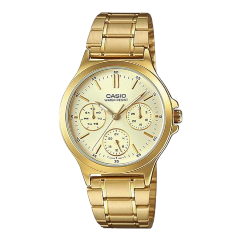 Жіночий годинник CASIO LTP-V300G-9A золотистий з хронографом та золотистим циферблатом LTP-V300G-9A фото