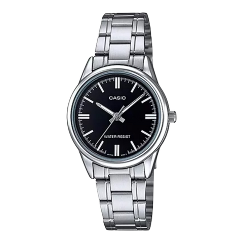 Жіночий годинник CASIO LTP-V005D-1AUDF сріблясті з чорним циферблатом LTP-V005D-1AUDF фото