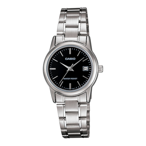 Жіночий годинник CASIO LTP-V002D-1A сріблястий з чорним циферблатом LTP-V002D-1A фото