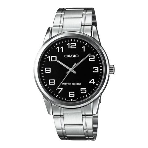 Жіночий годинник CASIO LTP-V001D-1BUDF сріблясті з чорним циферблатом та цифрами LTP-V001D-1BUDF фото