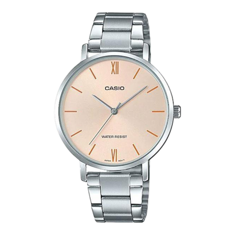 Жіночий годинник CASIO LTP-VT01D-4B сріблястий з рожевим циферблатом LTP-VT01D-4B фото
