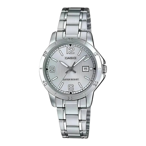 Жіночий годинник CASIO LTP-V004D-7B сріблясті з біцим циферблатом та цифрами LTP-V004D-7B фото