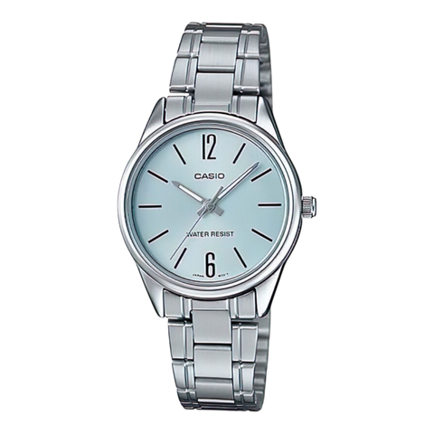 Жіночий годинник CASIO LTP-V005D-2B сріблясті з блакитним циферблатом LTP-V005D-2B фото